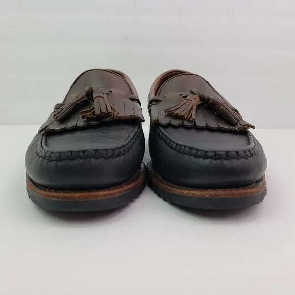 Allen Edmonds Nashua Mens Size 9.5 Brown Black Leather Kiltie Tassel Loafer Shoe